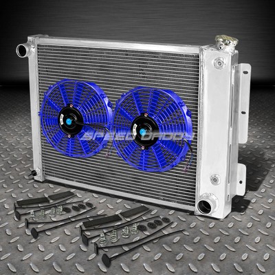 3-РЯДНЫЙ АЛЮМИНИЕВЫЙ РАДИАТОР С СЕРДЕЧНИКОМ + 2 СИНИХ ВЕНТИЛЯТОРА ДЛЯ 67-69 CAMARO/FIREBIRD T/A 6CYL/V8