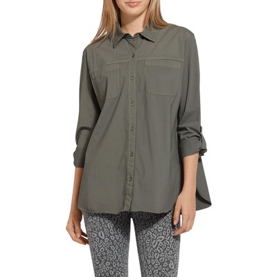 

Lysse Womens Camper Зеленая блуза-рубашка из микрофибры с пуговицами спереди  BHFO 6429, Spruce