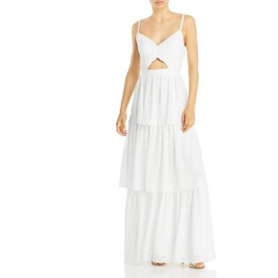 Женское белое шифоновое многоярусное вечернее платье цвета морской волны 8 BHFO 6577