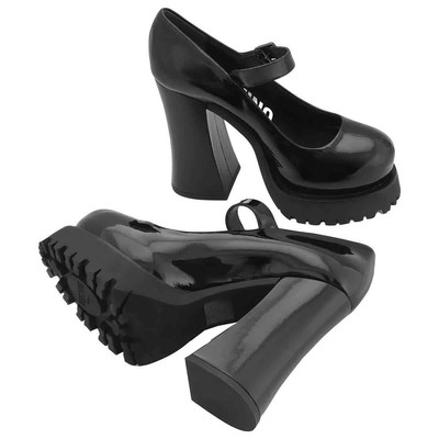 Pre-owned Moschino Ladies Fantasy Color Chunky Patent Leather Platform Pumps, Brand Size In Check Description