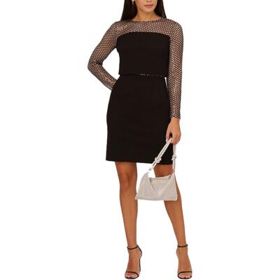 Aidan by Adrianna Papell Womens Mesh Inset Mini Party Sheath Dress BHFO 2636