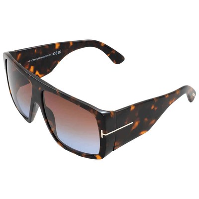 Pre-owned Tom Ford Raven Gradient Brown To Blue Browline Unisex Sunglasses Ft1036 56f 60 In Multi
