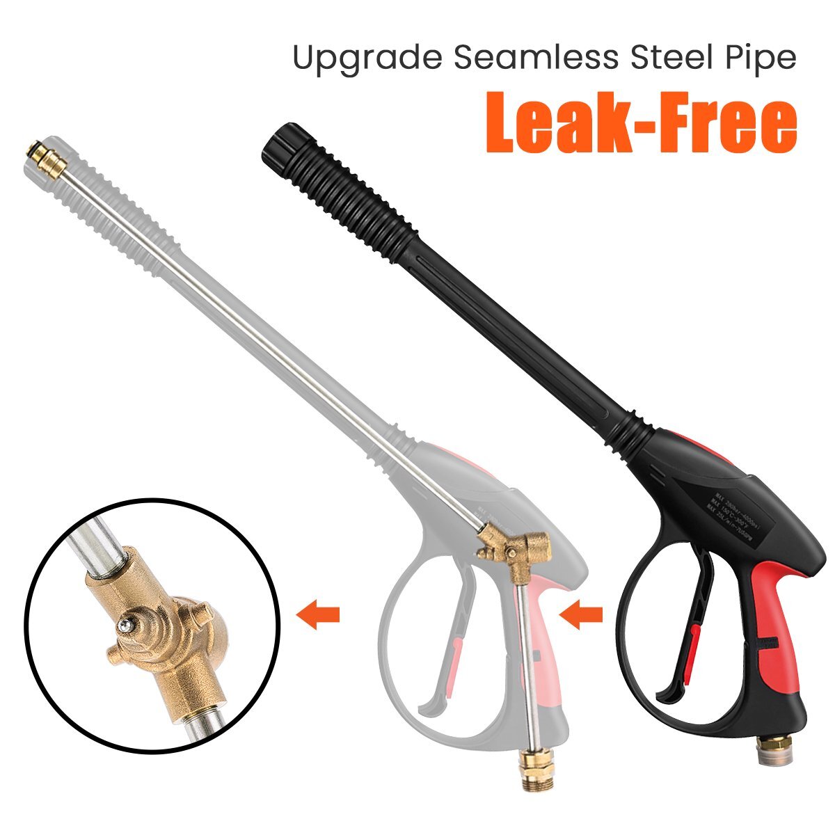 4000PSI High Pressure Power Washer Spray Gun Wand Lance Nozzle Tips Hose Kit M22