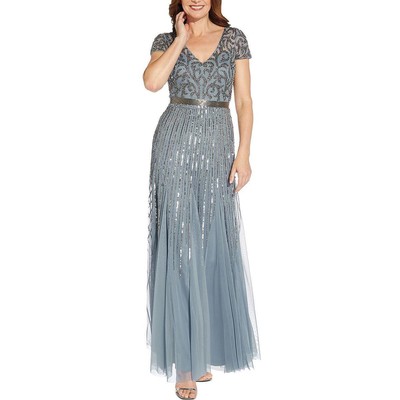 

Женское вечернее платье Adrianna Papell с пайетками и бисером BHFO 6143, Vintage blue
