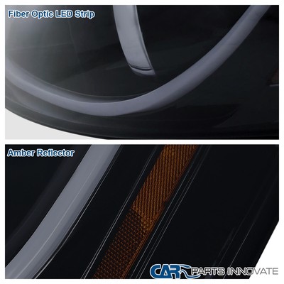 Fits 2006-2015 Chevy Impala Black Smoke Projector Headlights LED Strip Bar Lamps