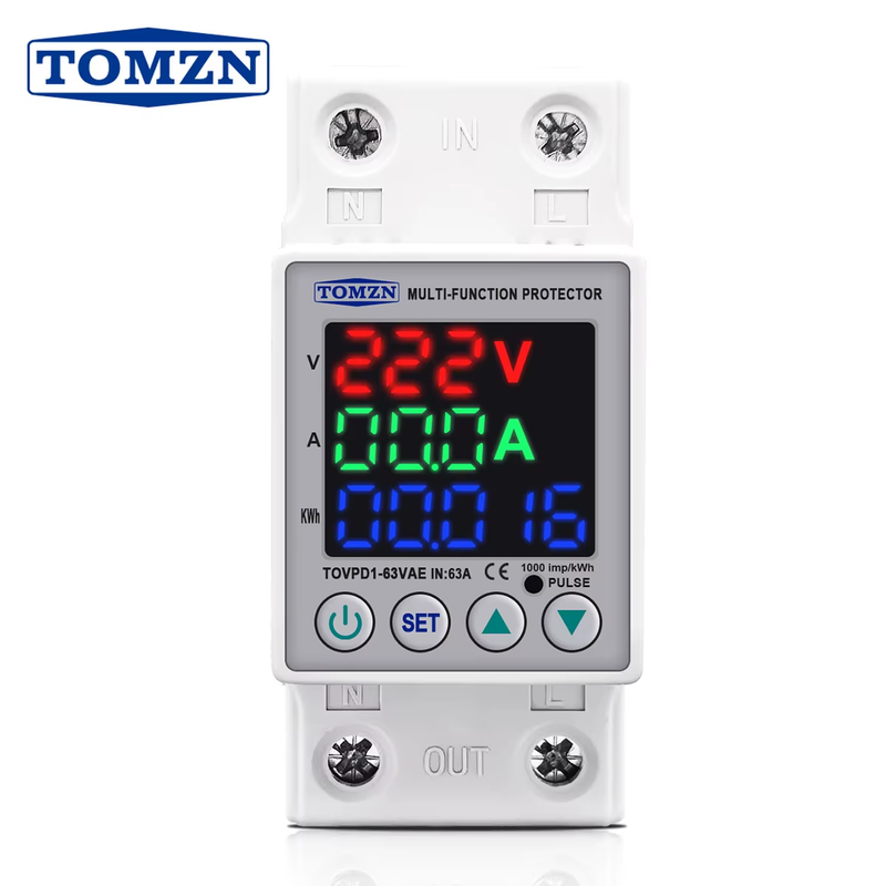 63A 230V Din rail adjustable over under voltage protective device protector rela