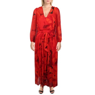 

Женское красное длинное свадебное платье макси с поясом Calvin Klein  BHFO 4668, Красный