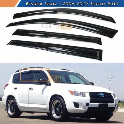 For 2006-2012 Toyota RAV4 JDM 3D Wavy Mugen Style Window Visors Rain Guards