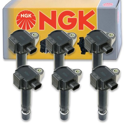 6 pc NGK Ignition Coils for 2016-2019 Honda Pilot 3.5L V6 Spark Plug Wire vz
