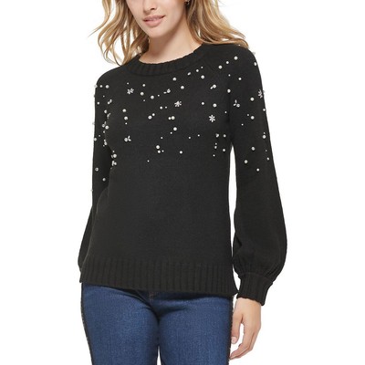 Женская черная трикотажная рубашка с круглым вырезом Karl Lagerfeld Paris, топ-свитер XL BHFO 5083