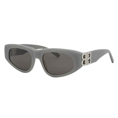 Pre-owned Balenciaga Grey Cat Eye Ladies Sunglasses Bb0095s 015 53 Bb0095s 015 53 In Gray