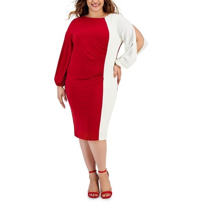 Женское красное офисное платье Kasper Womens длиной до колена для работы плюс 2X BHFO 7528