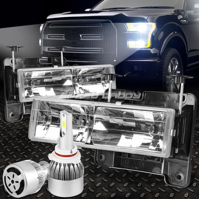 ХРОМИРОВАННЫЙ КОРПУС ФАРЫ НАЛОБНЫЙ ФОНАРЬ + БЕЛЫЙ СВЕТОДИОД 9006 HID + ВЕНТИЛЯТОР ДЛЯ 88-98 CHEVY C10 C/K