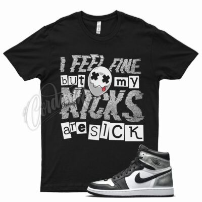 Black SICK V2 T Shirt to match J1 1 Metallic Silver Toe Air Force Max 90