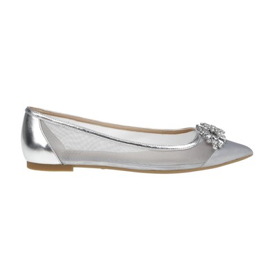 

Jewel Badgley Mischka Женские балетки Jeri со стразами и сеткой на плоской подошве BHFO 0810, Silver mesh, Jeri
