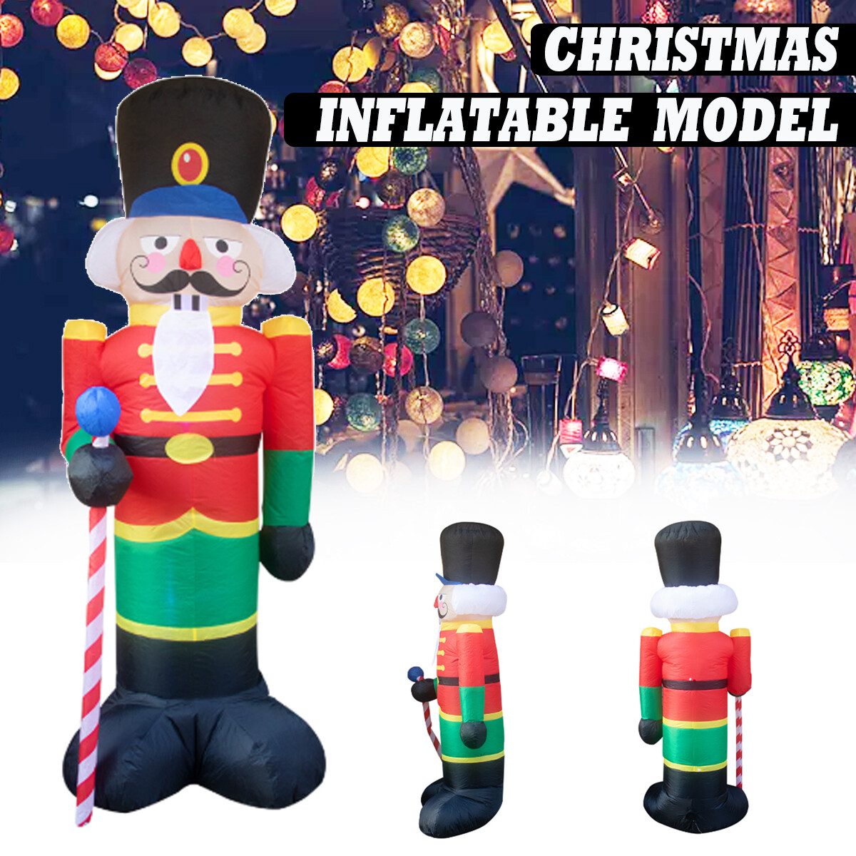 2 4m Inflatable Nutcracker Santa Christmas Decoration Garden