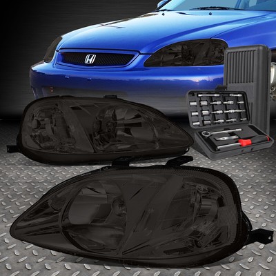 ДЛЯ 99-00 HONDA CIVIC ДЫМЧАТЫЙ КОРПУС ПРОЗРАЧНЫХ УГЛОВЫХ ФАР ГОЛОВНОГО СВЕТА + НАБОР ИНСТРУМЕНТОВ