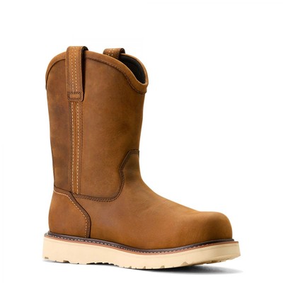 Pre-owned Ariat Work Men's 11" Rebar Wedge Pull-on Composite Toe Waterproof Work Boot Dist In Brown