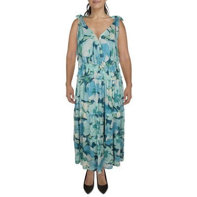 

Женское синее прозрачное платье макси с цветочным принтом Taylor, 18 Вт, BHFO 3391, Blue/green floral