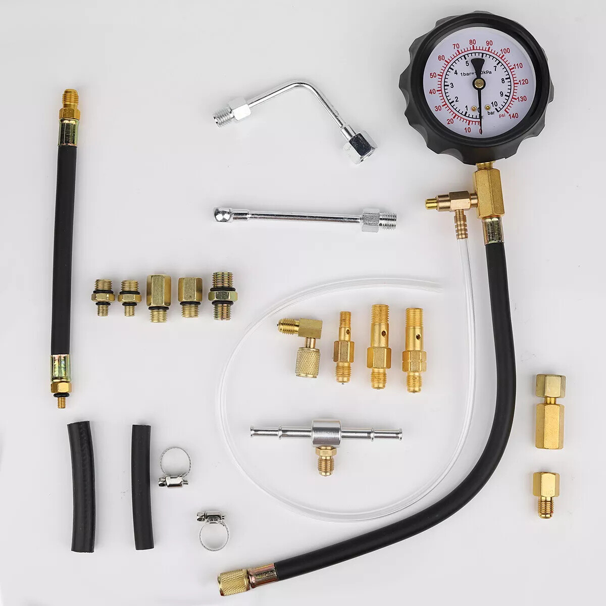 Fuel Injection Pump Pressure Tester Manometer Gauge Kit System Test Set -140 PSI