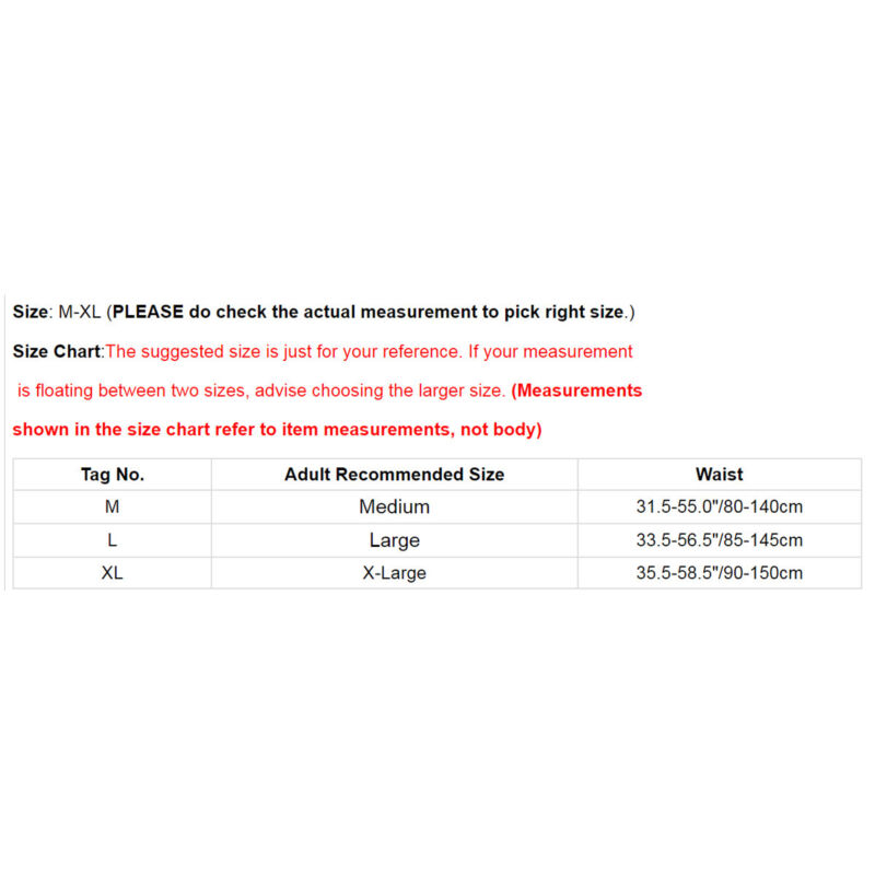 Suspender Size Chart