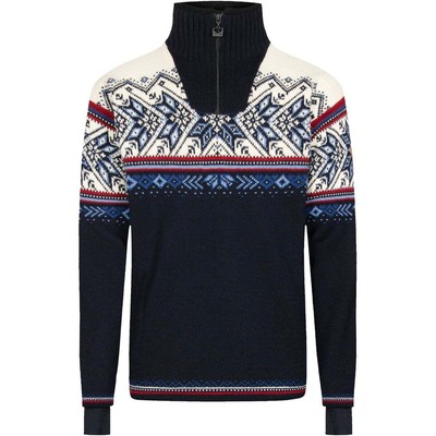 Pre-owned Dale Of Norway Vail Weatherproof Sweater - Men's Midnight Navy/red Rose/off Whit