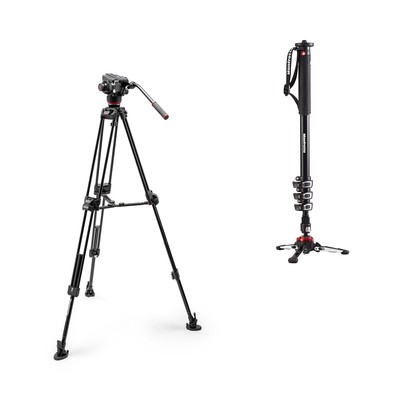 Manfrotto 504X Fluid Head with 645 Fast Twin Leg 3-Sec Al Tripod  XPRO Monopod