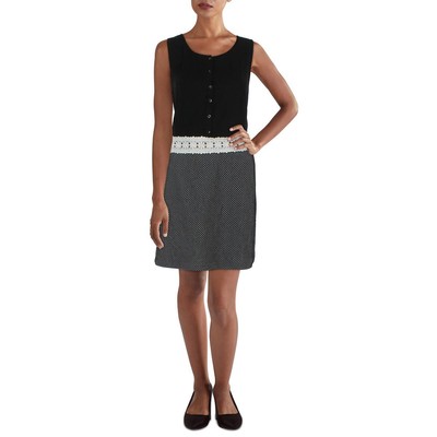 

Женское черное короткое повседневное мини-платье без рукавов Kensie  BHFO 9326, Black/white
