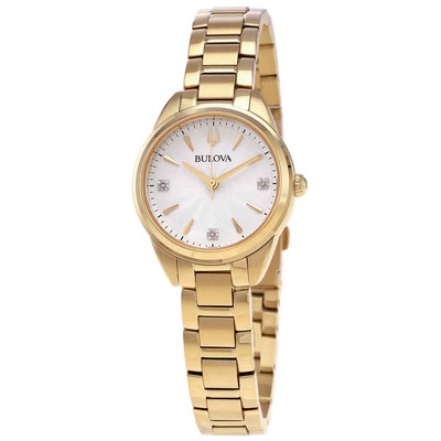 Женские часы Bulova Sutton с кварцевым серебряным циферблатом и бриллиантами 97P150