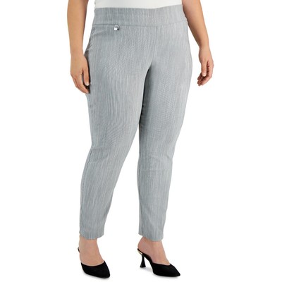 Женские узкие брюки из вискозы в серую полоску Alfani, большие размеры 26W BHFO 9539