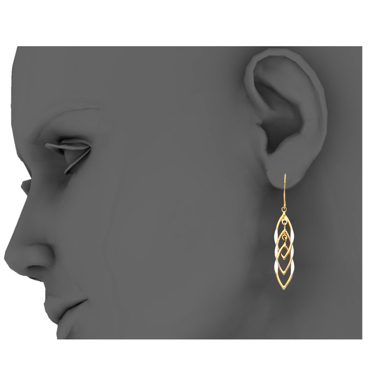 Pre-owned Tgdj 14k Two Tone Mul Hanging Hollow Design Tube Earrings Avg. Weight - 2.2 Grams