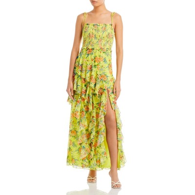 

Женское желтое макси-платье Jocelyn Alice and Olivia с оборками и цветочным принтом  BHFO 3511, Floral express lg lemons