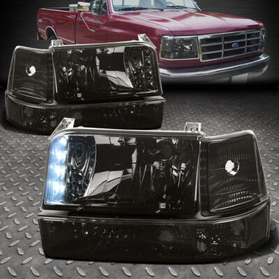 ДЛЯ 92-96 FORD F150 F250 F350 LED DRL ДЫМЧАТЫЕ ЛИНЗЫ ПРОЗРАЧНЫЕ УГЛОВЫЕ ЛАМПЫ ФАР