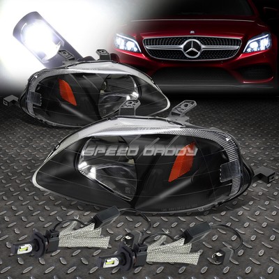 ЧЕРНЫЙ КОРПУС ФАРЫ С ЯНТАРНЫМ УГЛОМ НАКЛОНА + БЕЛАЯ СВЕТОДИОДНАЯ СИСТЕМА 6000K ДЛЯ CIVIC EJ 99-00