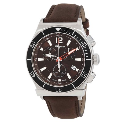 Pre-owned Ferragamo 1898 Sport Chronograph Quartz Brown Dial Men's Watch Sfyl01422