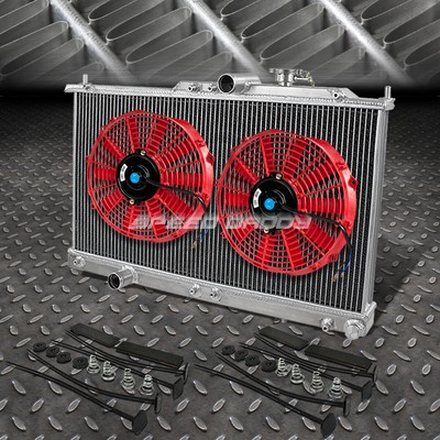 2-РЯДНЫЙ АЛЮМИНИЕВЫЙ РАДИАТОР + 2X 12 ВЕНТИЛЯТОРОВ КРАСНОГО ЦВЕТА ДЛЯ 00-05 ECLIPSE GTS/STRATUS/SEBRING V6