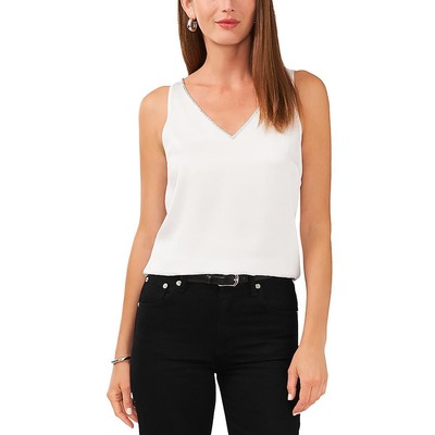 Vince Camuto Женская повседневная майка со стразами цвета слоновой кости и V-образным вырезом M BHFO 8786