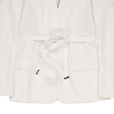 Pre-owned Burberry Single-breasted Belted Wool Blazer Jacket In White