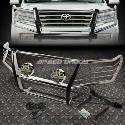 ХРОМИРОВАННАЯ РЕШЕТКА РАДИАТОРА + КРУГЛАЯ ДЫМЧАТАЯ ПРОТИВОТУМАННАЯ ФАРА ДЛЯ ВНЕДОРОЖНИКА LAND CRUISER J200 08-15