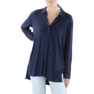

Женская рубашка с длинным рукавом и воротником Eileen Fisher, блузка на пуговицах BHFO 4767, Midnight
