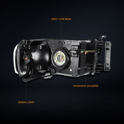 For 02-05 Dodge Ram 1500-3500 Smoked Housing Headlight Amber Corner Signal Lamps