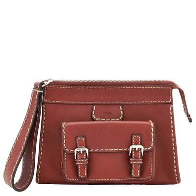 Pre-owned Chloé Chloe Ladies Sepia Brown Small Edith Pouch Chc21wp167f4327s