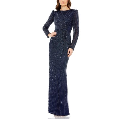 Женское вечернее платье Mac Duggal с темно-синими украшениями, 12 BHFO 3477