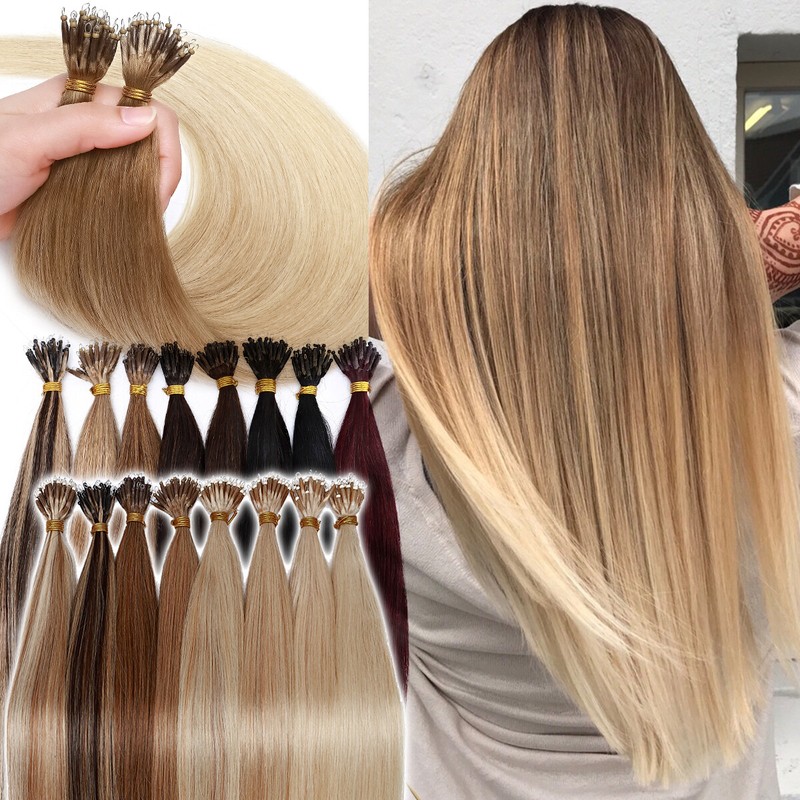 S-noilte 1g/strand Nano Rings Micro 100% Remy Human Hair Extensions FULL THICK