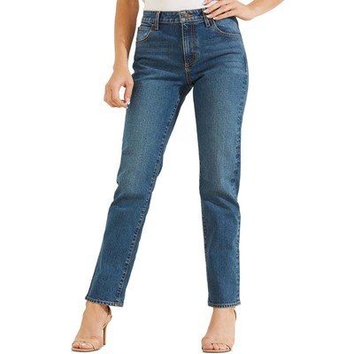 

Джинсы Guess Womens Blue Denim Slim с высокой посадкой и прямыми штанинами  BHFO 5592, Paamul wash, W2GAB8D4Q90