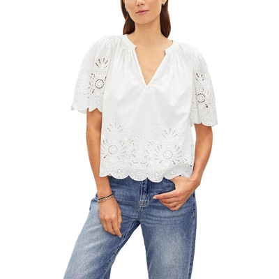 VELVET BY GRAHAM & SPENCER Womens White Boho Peasant Top Shirt XS BHFO 9269