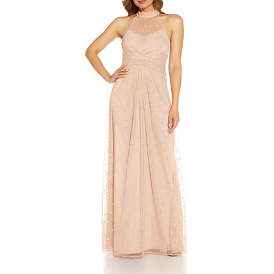 

Adrianna Papell Женское украшенное вечернее платье макси с лямкой на шее BHFO 4486, Mello blush