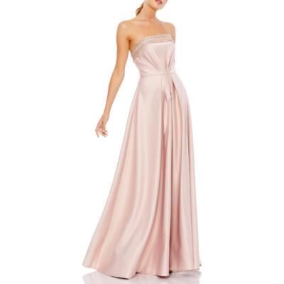 

Женское розовое атласное вечернее платье трапециевидного силуэта Ieena for Mac Duggal  BHFO 3028, Rose pink