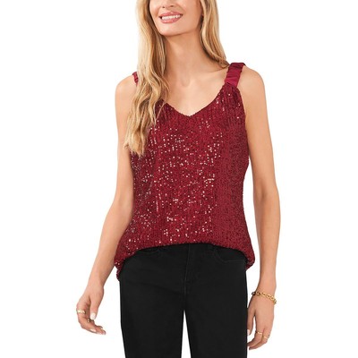 Женская красная майка с V-образным вырезом и блестками Vince Camuto Cami XS BHFO 7112