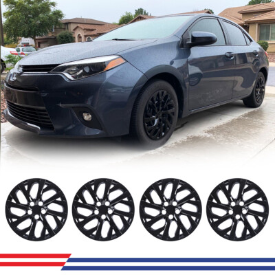 16'' Set of 4 Black Lacquer Snap On Full HubCaps For2014-2024 Toyota Corolla R16